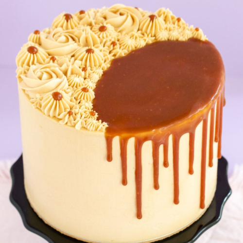 vanilla caramel cake (vanilla base with caramel)